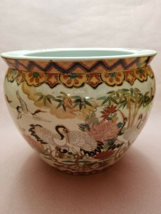 Chinese Oriental Asian Pottery Porcelain Fish Bowl Plantery