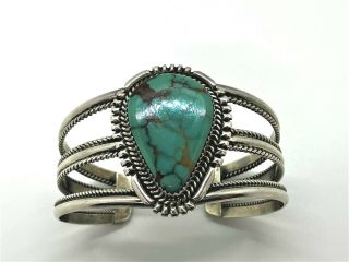Vtg Signed Ds Dorothy Secatero Navajo Indian Sterling Silver Turquoise Bracelet