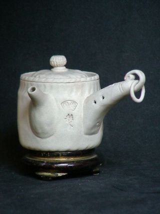 Antique Japanese Banko Ware Pottery Side Handle Teapot Kyusu Tea Ceremony Signed
