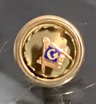 Vintage Masonic 1/4 " 14k Gold Square & Compass G Tie Tack/pin Screw Back