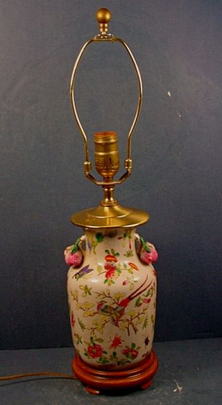 Vintage Chinese Republic Period Famille Rose Porcelain Vase / Table Lamp