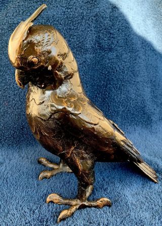 Japanese Bronze Parrot Meiji Period,  Marked ‘japan’,  3.  6 Lbs,  Solid Bronze