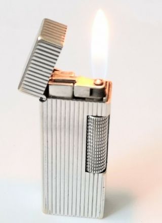 Vintage Silver Plated Dunhiil Rollagas Swiss Made Lighter Us Re 24163