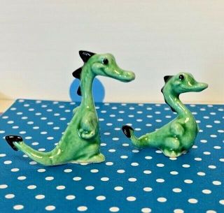 Vintage Hagen Renaker Ceramic Miniature Fantasy Mom & Baby Dragon