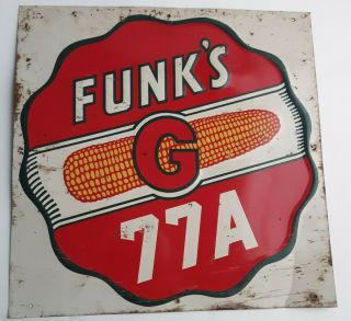 Vintage Funk’s G Seed Corn Sign 12x12 Metal Farm Field Row Marker 77a