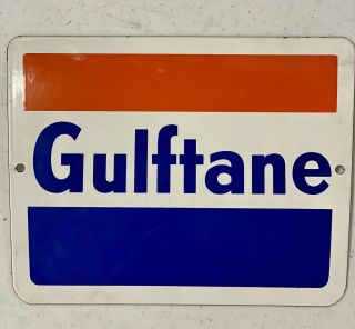 Vintage Gulftane Gulf Porcelain Gas Pump Plate Sign