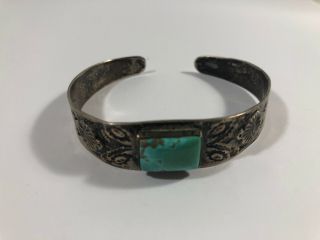 Vintage Navajo Turquoise Bracelet Cuff 18g Sterling Silver