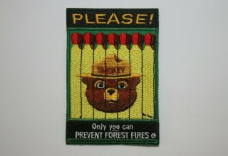Smokey The Bear " Please Only You Can Prevent Forest Fires " Patch Iron/sew On