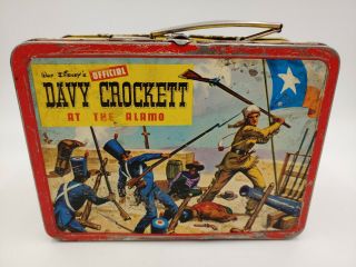 Vtg Disney Davy Crockett At The Alamo Fighter 1955 Adco - Liberty Lunch Box