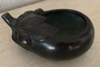 Vintage Antique Asian Chinese Bronze Censer Figural Eggplant Gourd Bowl Dish