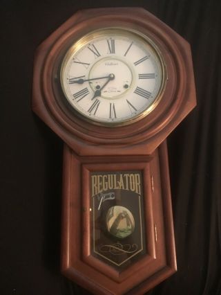 Vintage Waltham Regulator Schoolhouse 31 Day Chime Wall Clock With Key