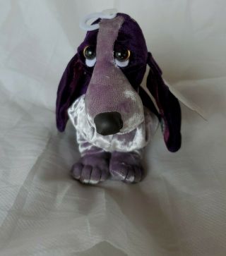 Plush Beanbag Ltd.  Edition 4 Hush Puppies Basset Hound Dog Purple Velvet W/tag