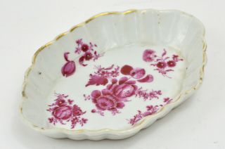 18th Chinese Export Qing Qianlong Famille Rose Puce Porcelain Spoon Tray 清 乾隆