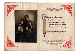 Antique Victorian Photo Card Salvation Army Blood And Fire Yule Tide Christmas