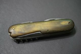 Vintage Swiss Army Wenger Inoxyd Folding Pocket Knife Horn Handle Corkscrew Ww2