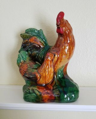 Rooster And Hen Pottery Ceramic Figurine Vintage Estate Find Blowing Rock,  Nc