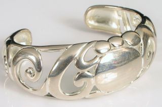 Vintage Designer Signed 925 Jc Heavy Ornate Sterling Silver Cuff Bracelet 51g