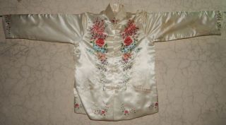Antique Chinese Silk Hand Embroidered Floral Jacket (x701)