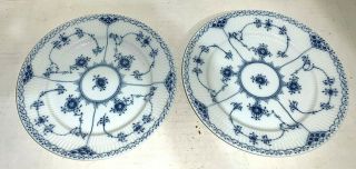 2 Vintage Royal Copenhagen Blue Fluted Half Lace Salad Plates 1st Quality 573