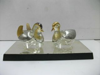 Seasoning Case Of The Sterling Silver Mandarin Duck.  Japanese Antique.