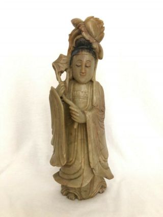Antique 19th C.  Chinese Soapstone Carved Guanyin Figure