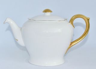 Vintage Shelley Teapot - All White With Gilt Trims (900ml) - Henley/cambridge