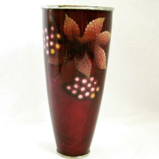 Vintage Japanese Ando Cloisonne Wired Flowers And Fruit Pattern Vase