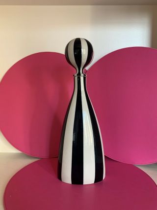 Vintage Jonathan Adler 14 " Early B & W Decanter For Neiman Marcus Pot A Porter