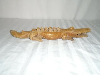 Vintage Hand Carved Wood Alligator Sculpture Wooden 14 " Long