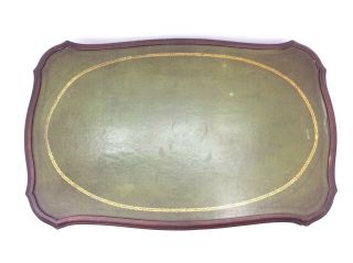 Vintage Coffee Table by Heritage Wood Leather Top Gilt Brass Caster Old 3