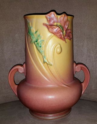 Vintage Roseville Pottery Poppy Vase 873 - 9