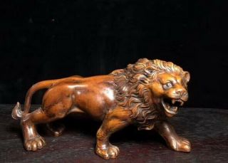 Collectable Old Boxwood Hand - Carve Japanese Netsuke Lion Exorcism Vintage Statue
