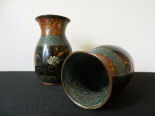 Antique Japanese Meiji Cloisonne Vases.  Circa 1820 - 1850