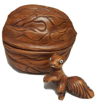 Vintage Ceramic Walnut Shaped Covered Nut/candy Dish With Removable Squirrel