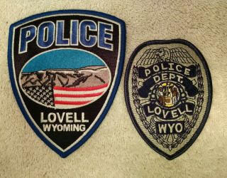 2 Different Lovell,  Wyoming Police Patches