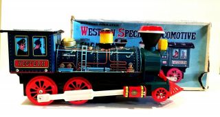 VINTAGE BATTERY OPERATED WESTERN SPECIAL LOCOMOTIVE PLASTIC TIN TRAIN SMOKING 3