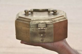 Old Brass Handcrafted Octagonal Shape 5 Compartment Solid Betel Nut Box