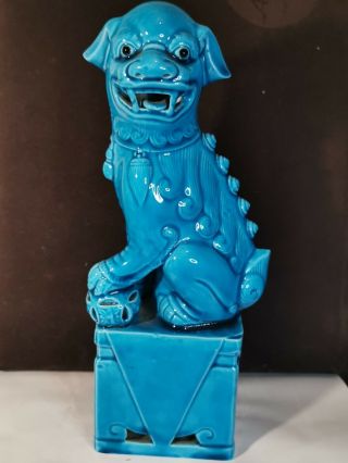 Chinese Turquoise Glaze Guardian Lion /foo Dog/shi 獅 Figurine 24.  5cm 2
