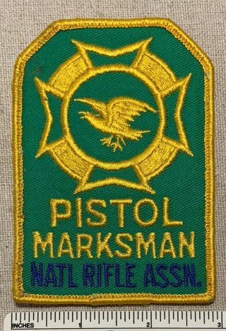 Vtg Pistol Marksman Twill Embroidered Badge Patch National Rifle Association Nra