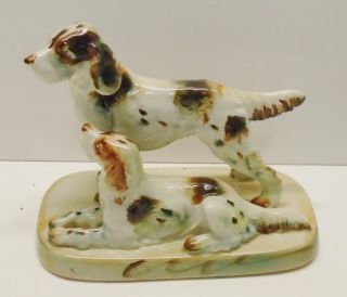 Vintage Ceramic Porcelain Pointer Dogs Figurine Made In Occupied Japan