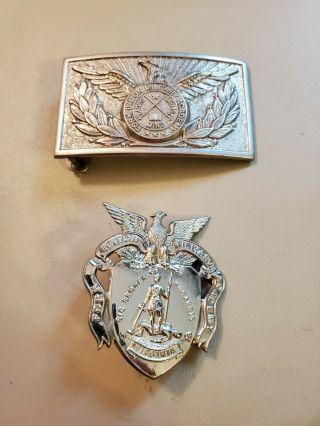 Vintage Fork Union Military Academy Hat Badge & Belt Buckle