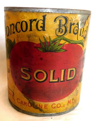 Vintage Tin Can Paper Label " Concord Brand " Tomatoes,  W.  C.  Todd