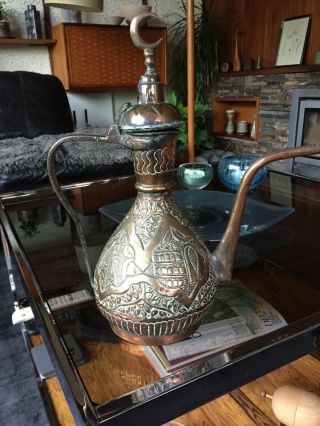 Vintage Persian / Islamic / Middle Eastern Dallah Coffee Pot In Copper