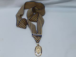 Mason Masonic National Sojourners Award Medal With Ribbon And President Pin