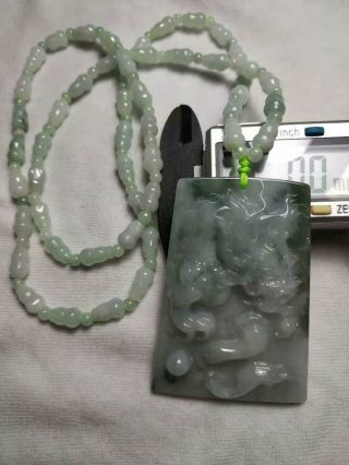 Grade A 100 Natural Burmese Jadeite Jade Dragon Pendant Necklace A 99
