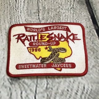 Vtg Patch World’s Largest Rattlesnake Round - Up 1986 Sweetwater Jaycees Texas