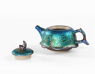 Tianmu glaze oil droplets jian zhan colorful Lotus teapot ceramic Tea set 3
