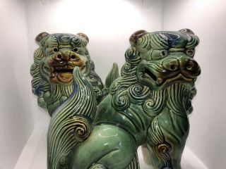 Pair Vintage/antique Chinese Asian Ceramic Foo Dogs Fu Lions 5 In