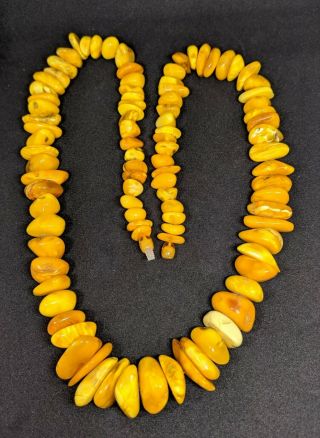 Vintage Natural Baltic Amber Bead Necklace 27.  5 