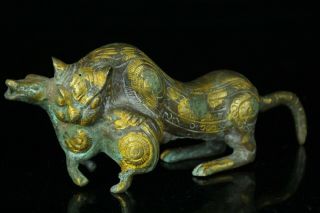 Feb224 Korean Bronze Fierce Tiger Statue Figure